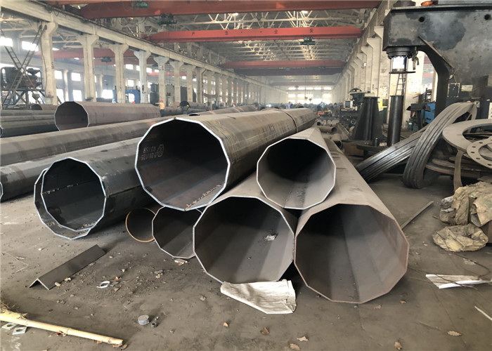 HDG Polygonal Q460 Galvanized Steel Pole With Climbing Ladder