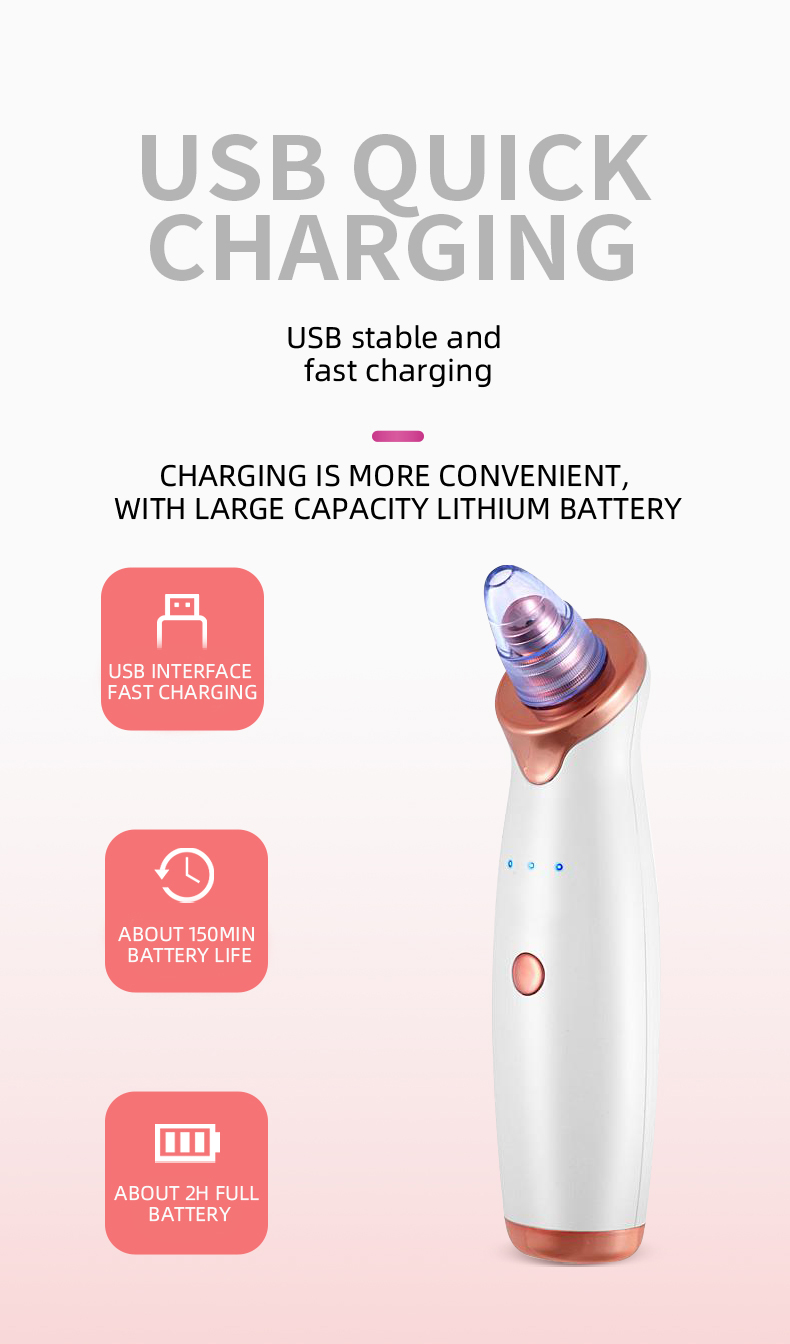53kPa 3W Facial Vacuum Suction Machine Pore Cleanser Machine Replaceable Head