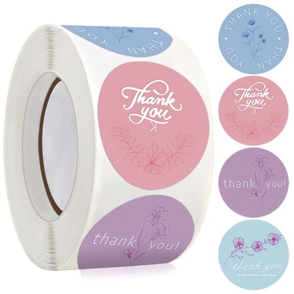 Custom Printing Gestures Floral Thank You Sticker Labels Rolls For ordering