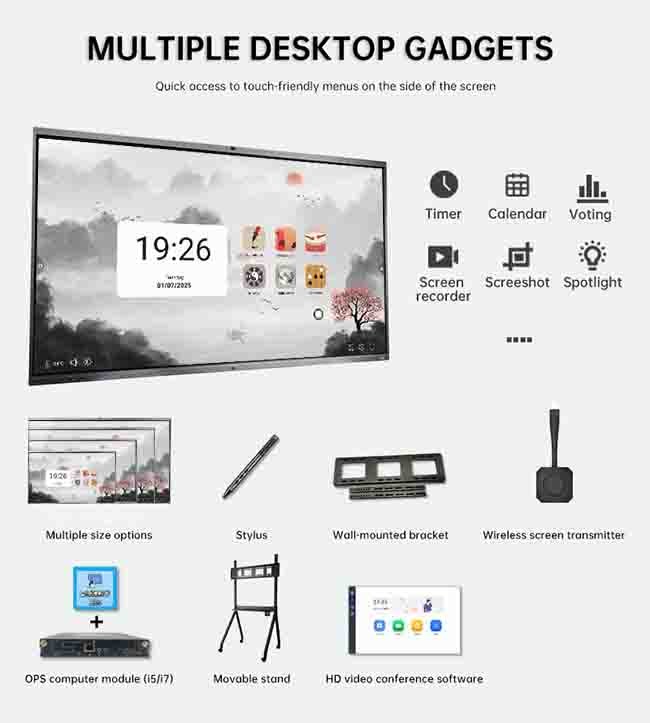 Education Smart Interactive Flat Panel 3840×2160 98 Inch Interactive Panel