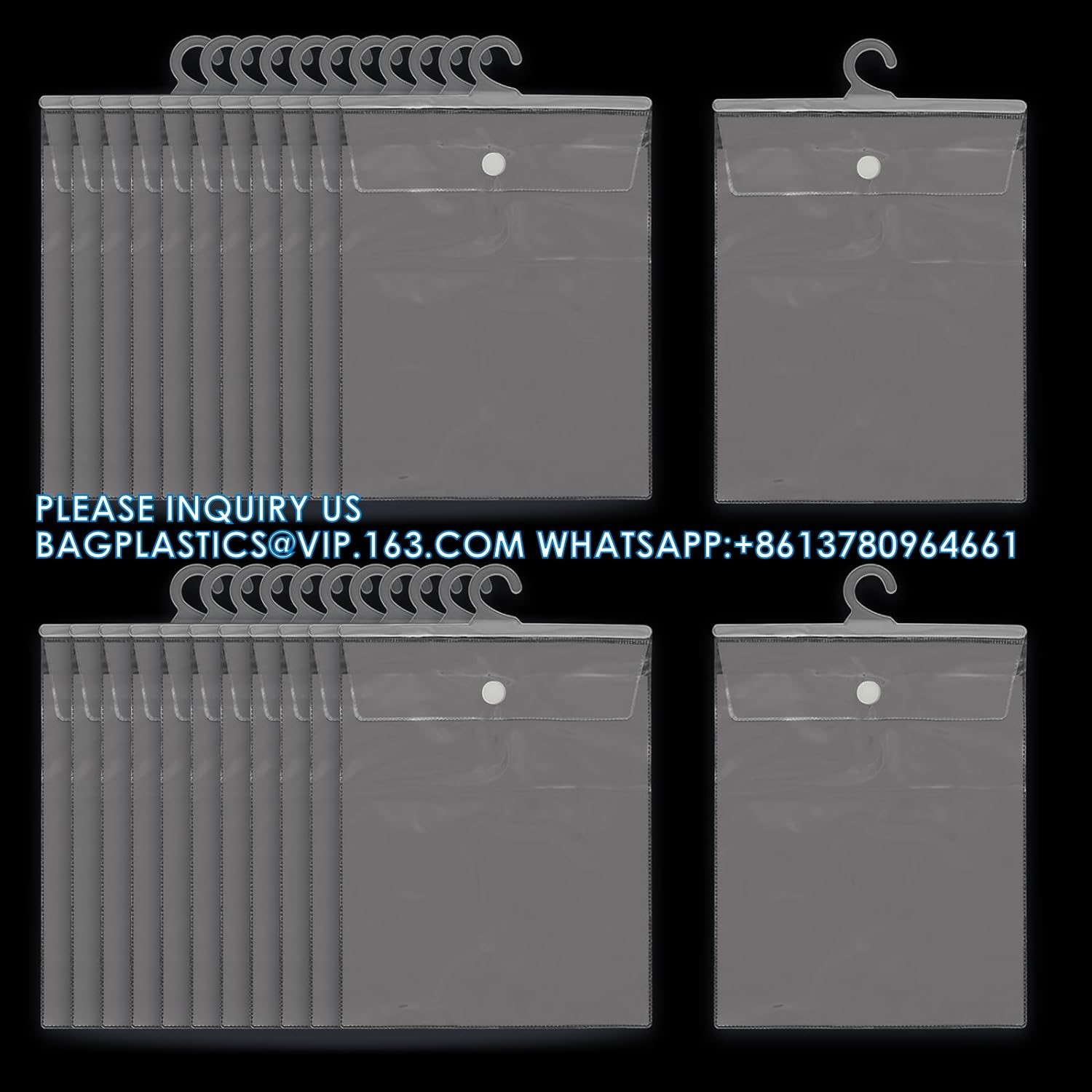 Hanging Storage Bags With Hook, 12.6 X 10 Inches Large Hook Clear Bags, School Supply Kit Book Pouch Classroom