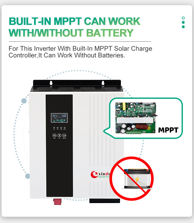 inverter hybrid 5kw can work with or without battery