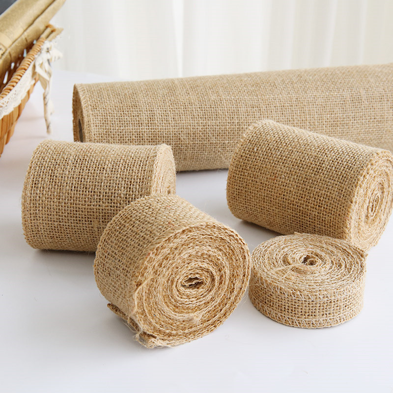 10 Yards Jute Burlap Ribbon Plain Woven Cut Edges Burlap Christmas Ribbon