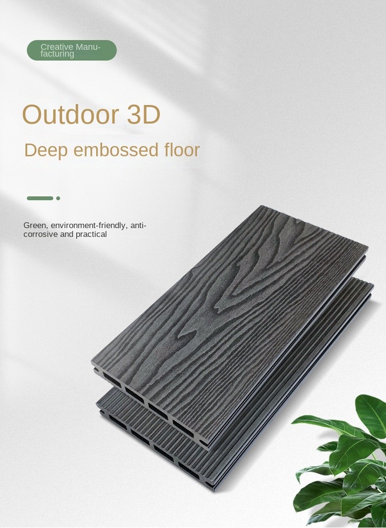 3D Deep Embossed WPC Decking Boards 145x22mm Decking Gray Engineering Garden