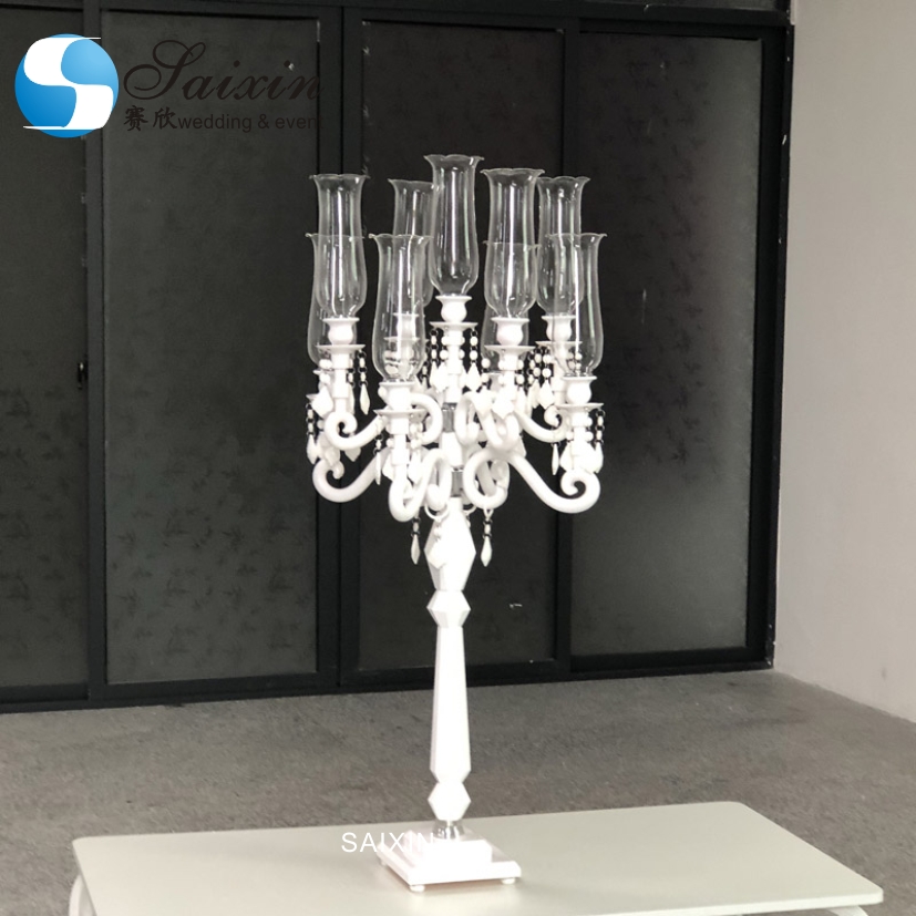 ZT-101B 9 arms blue colors crystal glass candelabra wedding table decoration