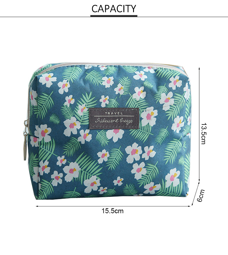 Water Repellent Polyester Cosmetic Bag With Flower Patterns