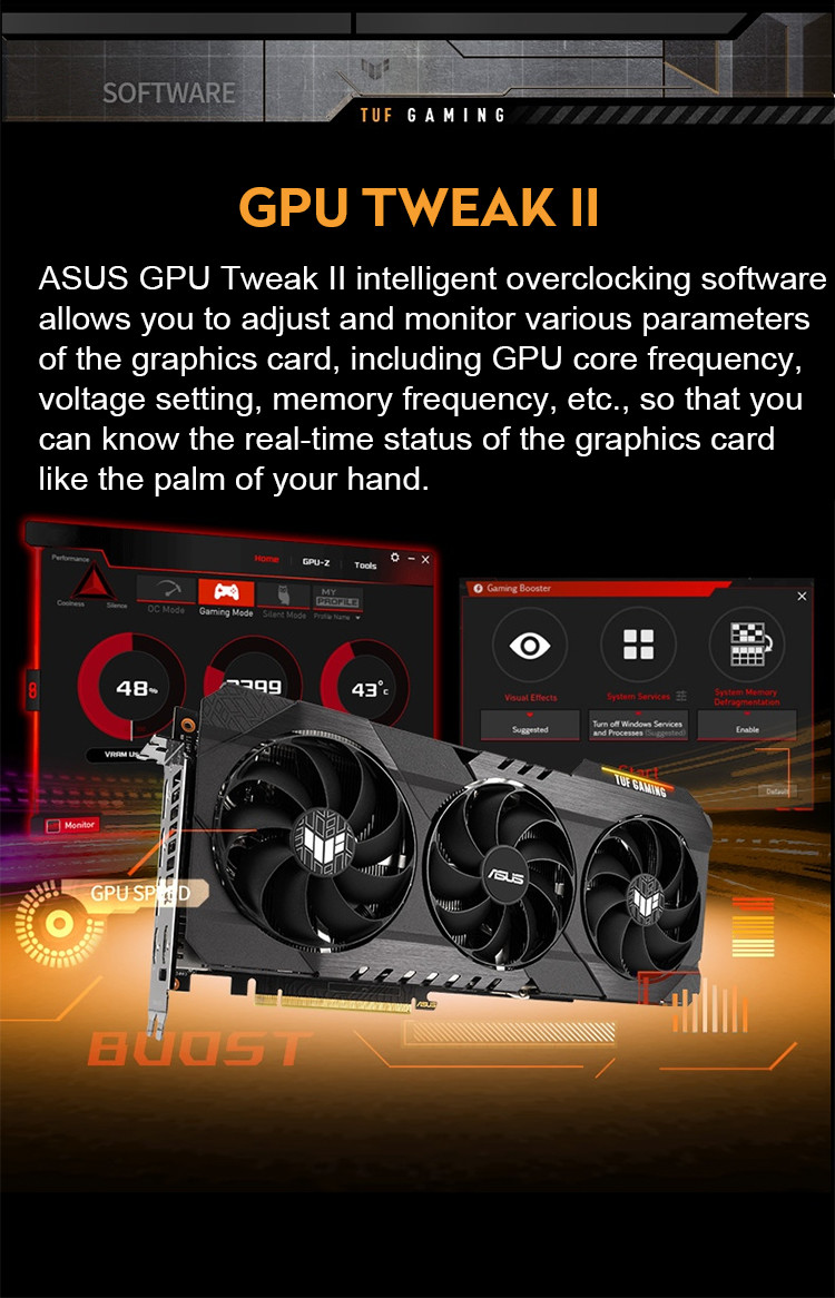 TUF-RX6700XT-O12G-GAMING Gaming Computer Graphics Card PCI Express 4.0X16 Interface​