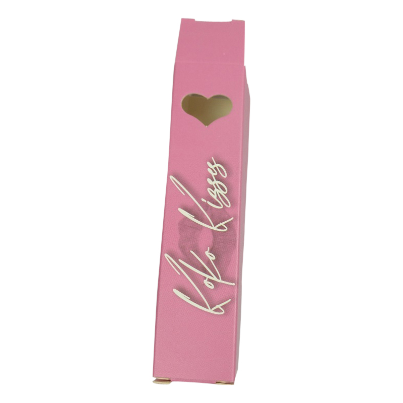 Luxury Custom Printing Pink Fold Cosmetics Lip Gloss Packaging Lipstick Paper Box With Heart Shape