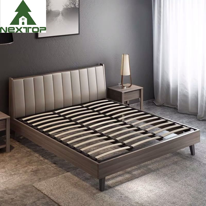 Wooden Frame Leather Headboard Bed With Nightstands Home Hotel Room Furniture