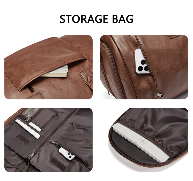 Wholesale outdoor PU leather luggage travel bag business suit bag men Duffel Travelling bag