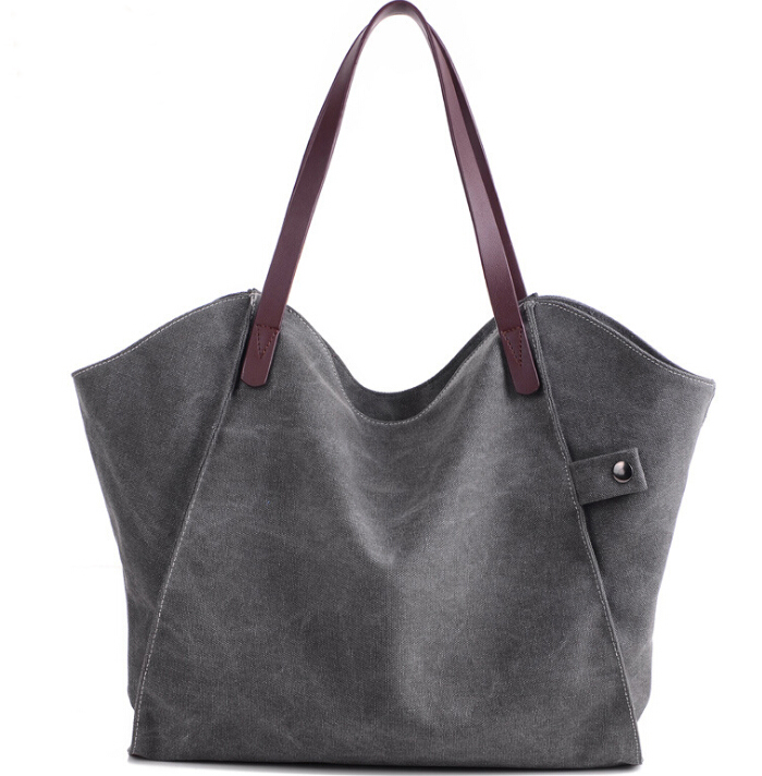 High Capacity Shoulder Tote Bags For School Solida Color Non Fade Strong Handles
