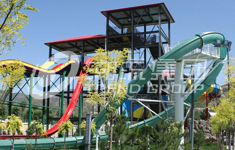 One Rider Fiberglass Water Slides , Outdoor Fiber Glass Body Slide / Aqua loop for Water Park