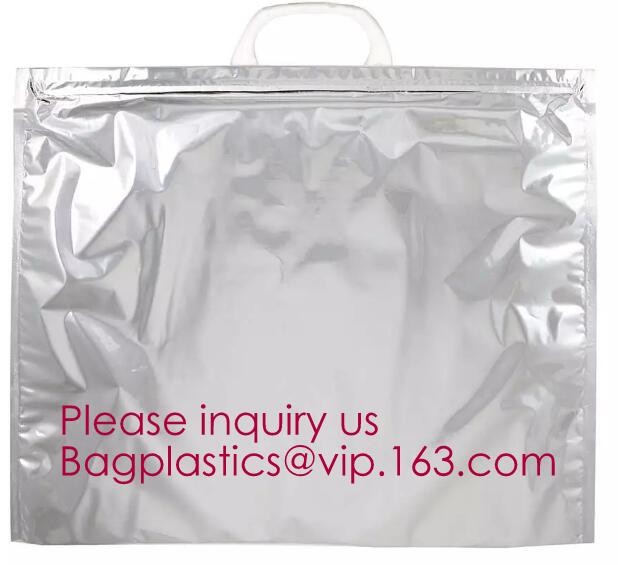 Aluminum Foil Insulated Cooler Bags Waterproof Folding Thermal Lunch Bag,Zip-Lock Grocery Handle Thermal Insulation Cool