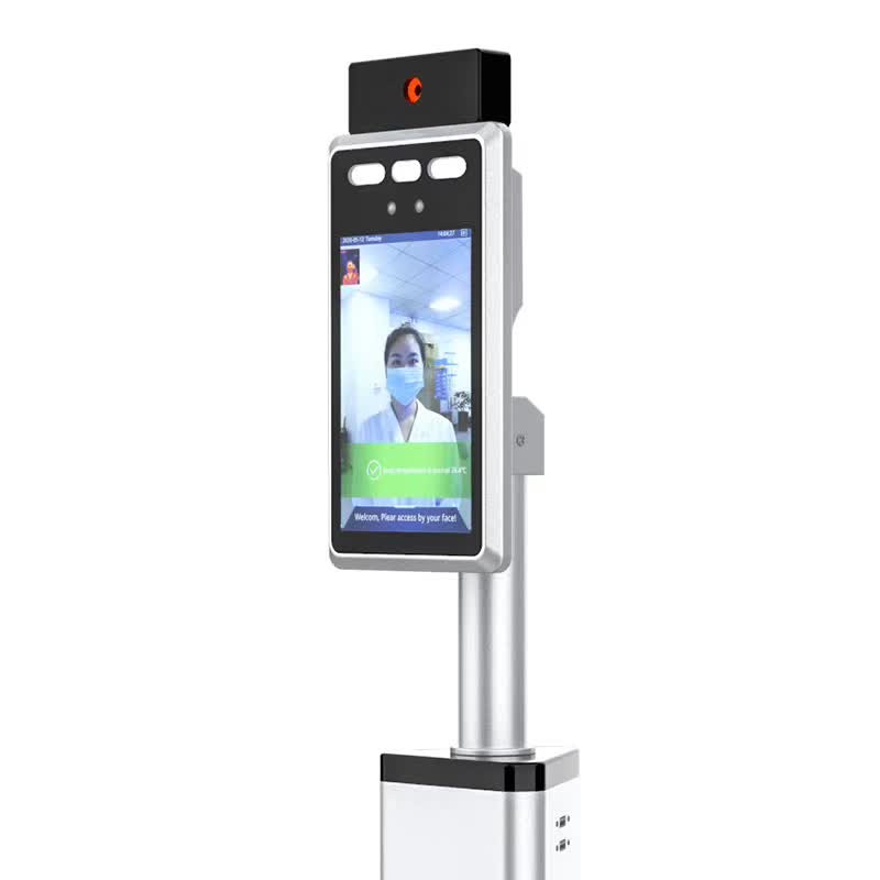 1024 * 600 120dB 8inch 1G DDR4 Face Recognition Thermometer