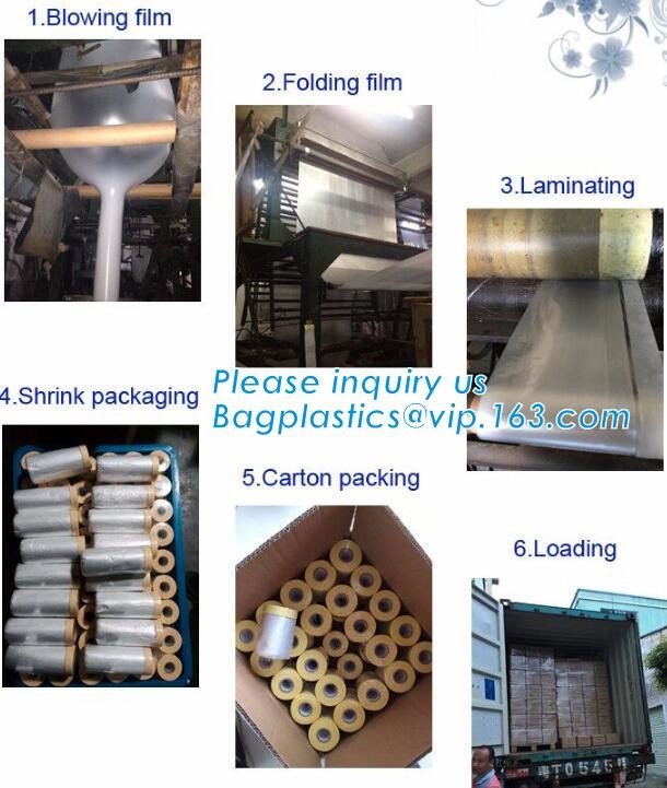 Pre-tapd paint masking film HDPE,Car paint repair masking film with tape, Hot sell masking film with adhesive tape, PAC
