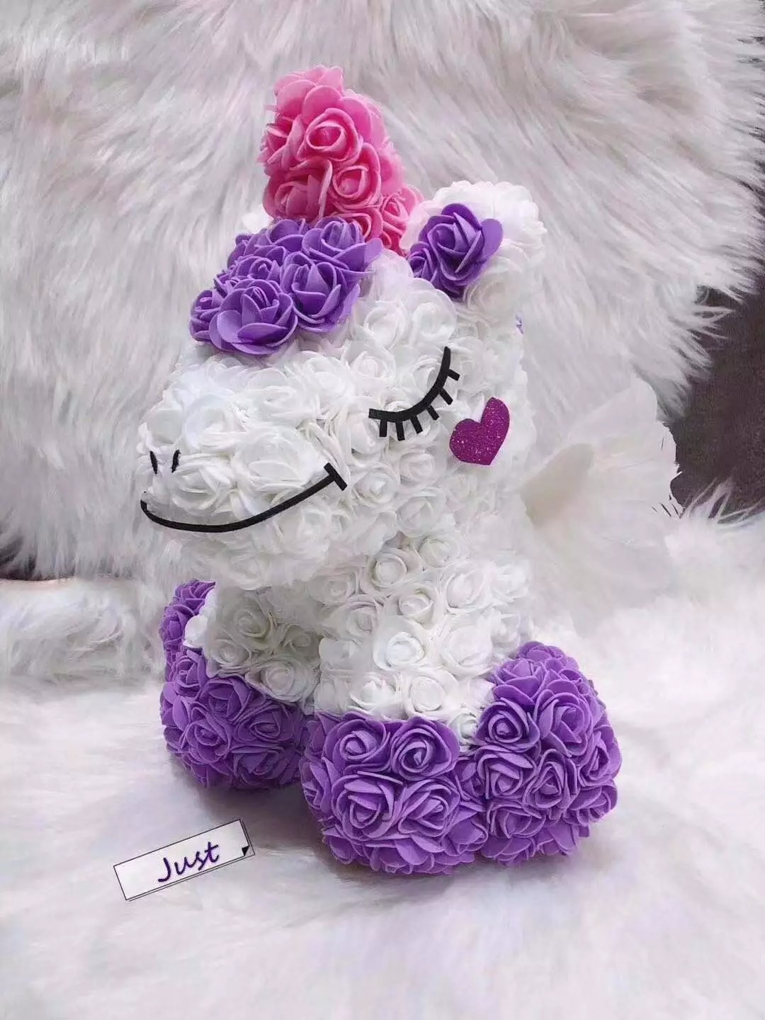 Wholesale Preserved rose bear with heart popular size 25cm teddy bear of roses
