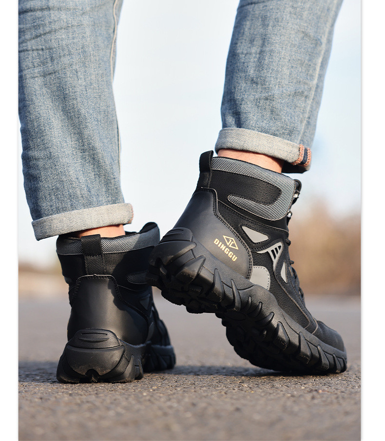 Microfiber Leather Flying Knit Safety Boots Kevlar Midsole Steel Toe Safety Shoes Rubber Work Shoes