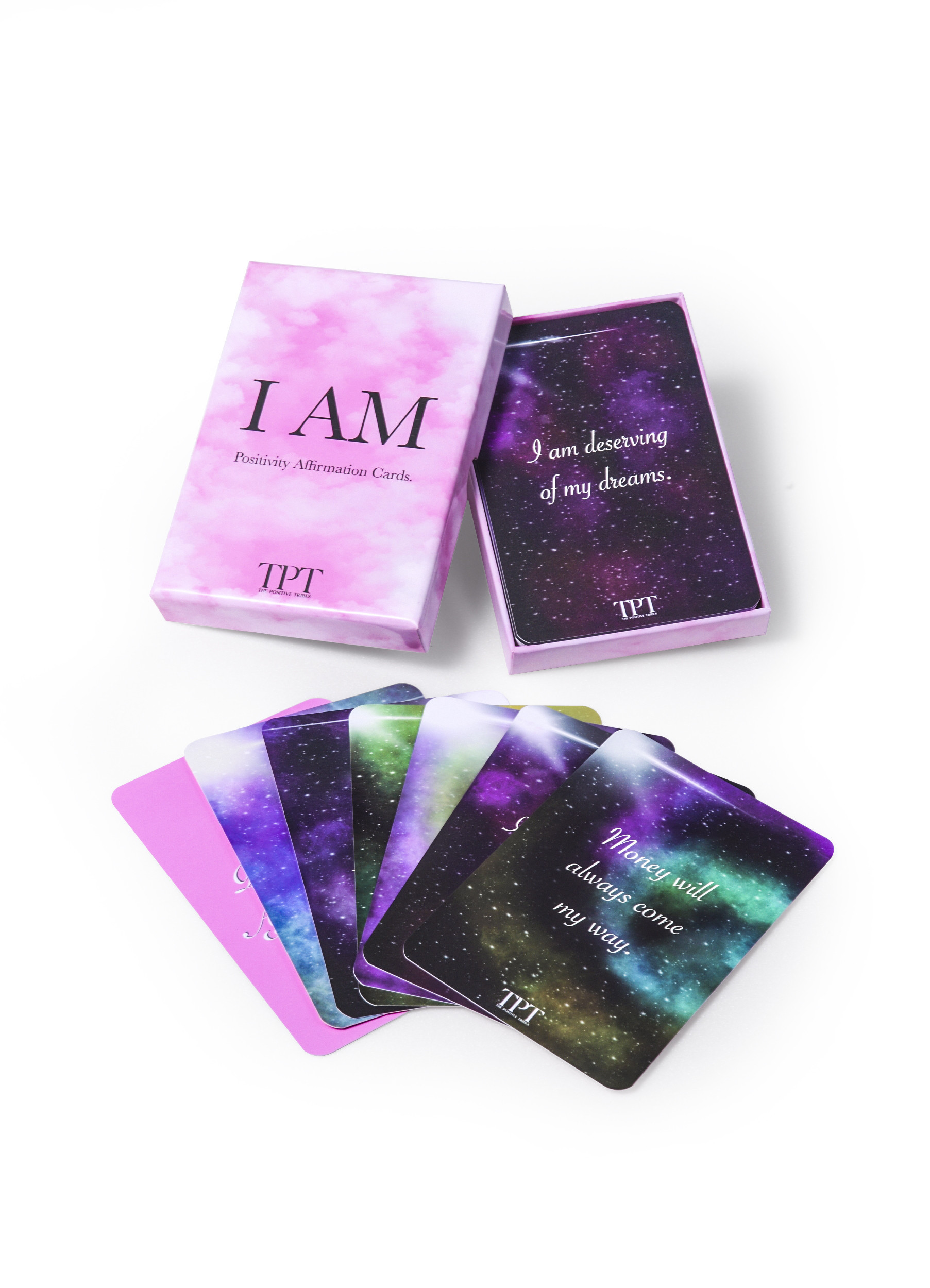 600gsm Rigid Cardboard Box Positivity Affirmation Tarot Flash Cards Packaging