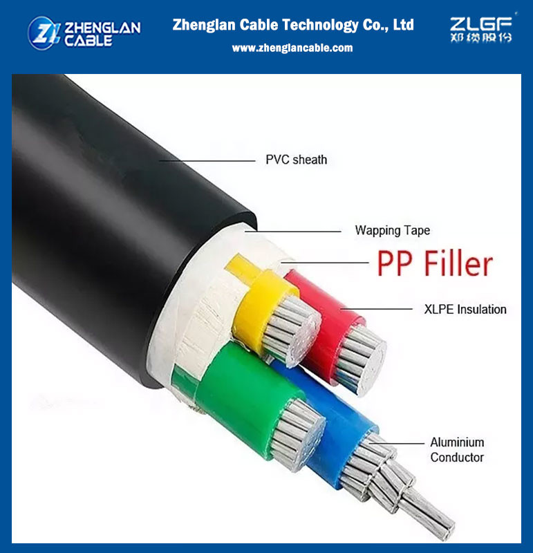 4x70sqmm XLPE Insulated PVC Sheathed Power Cable Transmit Aluminum Conductor