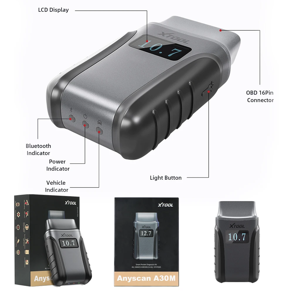 XTOOL Anyscan A30M OBD2 Auto Code Reader Full System Diagnostic Tools Bi-directional Scanner Lifetime Free Update Added CAN FD