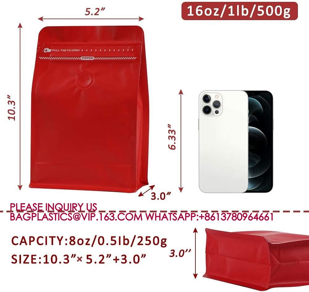 Sealable Coffee Bags Valve Barrier Flat Bottom Standing Coffee Beans Storage Bags pack