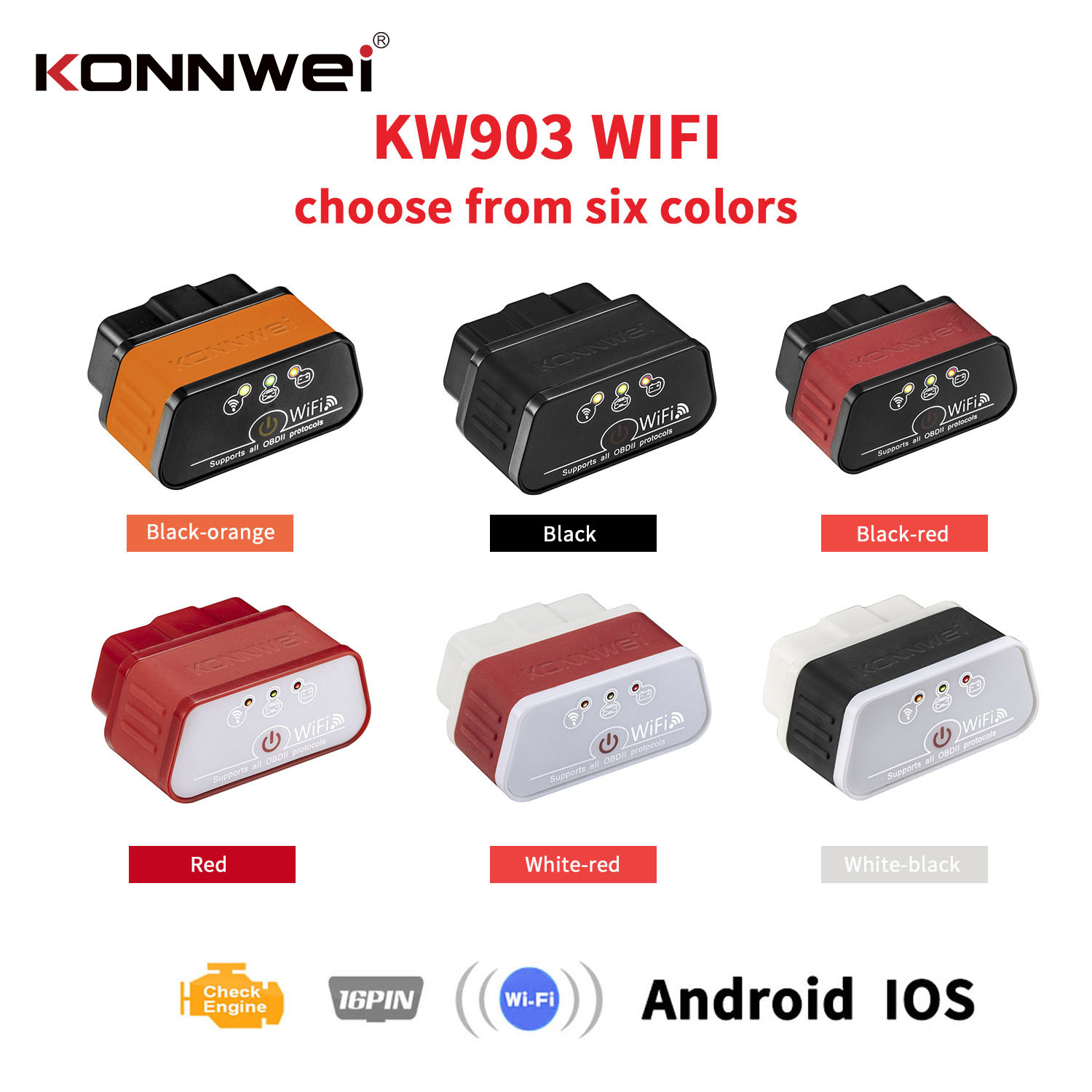 Professional Obd2 Wifi Auto Scanner / Wifi Car Diagnostic Tool Compatible All 12V Cars