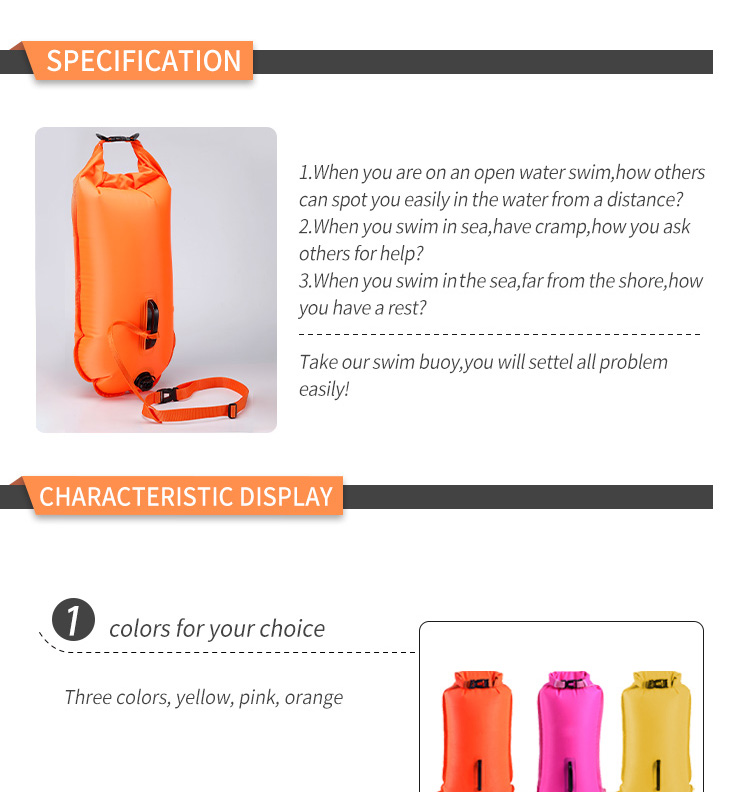 0.55mm PVC Tarpaulin Waterproof Bag Floating Swim Safety Equipment
