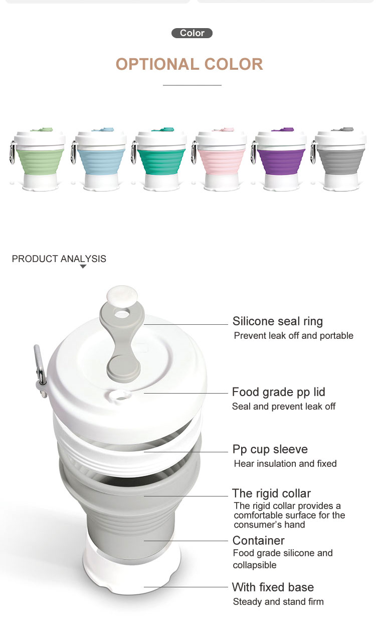 Food Safe Odorless 12oz Collapsible Mug Silicone