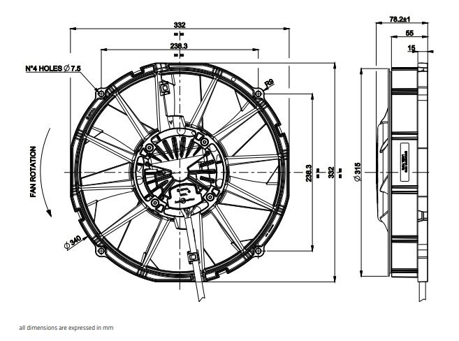 Zhongtong Bus Parts SPAL Electronic Fan For Buses VA133-BP80 / VLL-122A