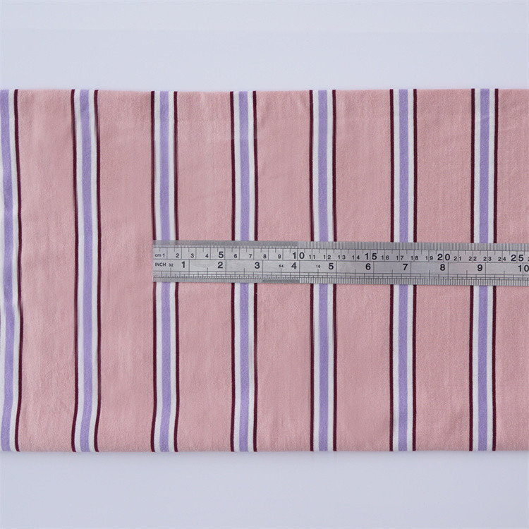 Multi-Colored And Fashionable Cotton Feel Striped Knit Fabric For T-Shirt