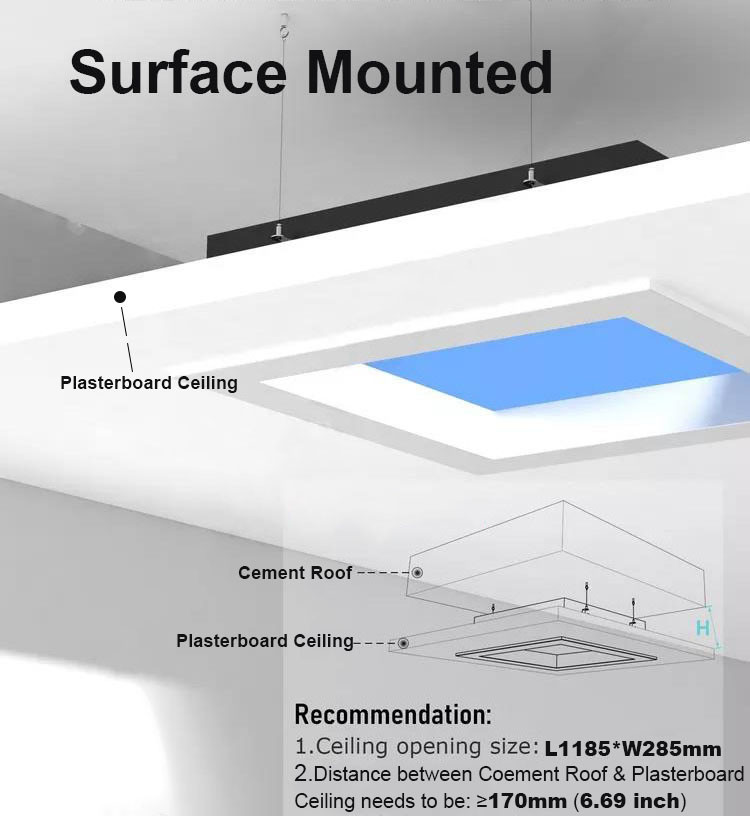 Multi Function 100W Flat Panel Skylights , 120x30 30 Degree Angle Big Sky Skylights