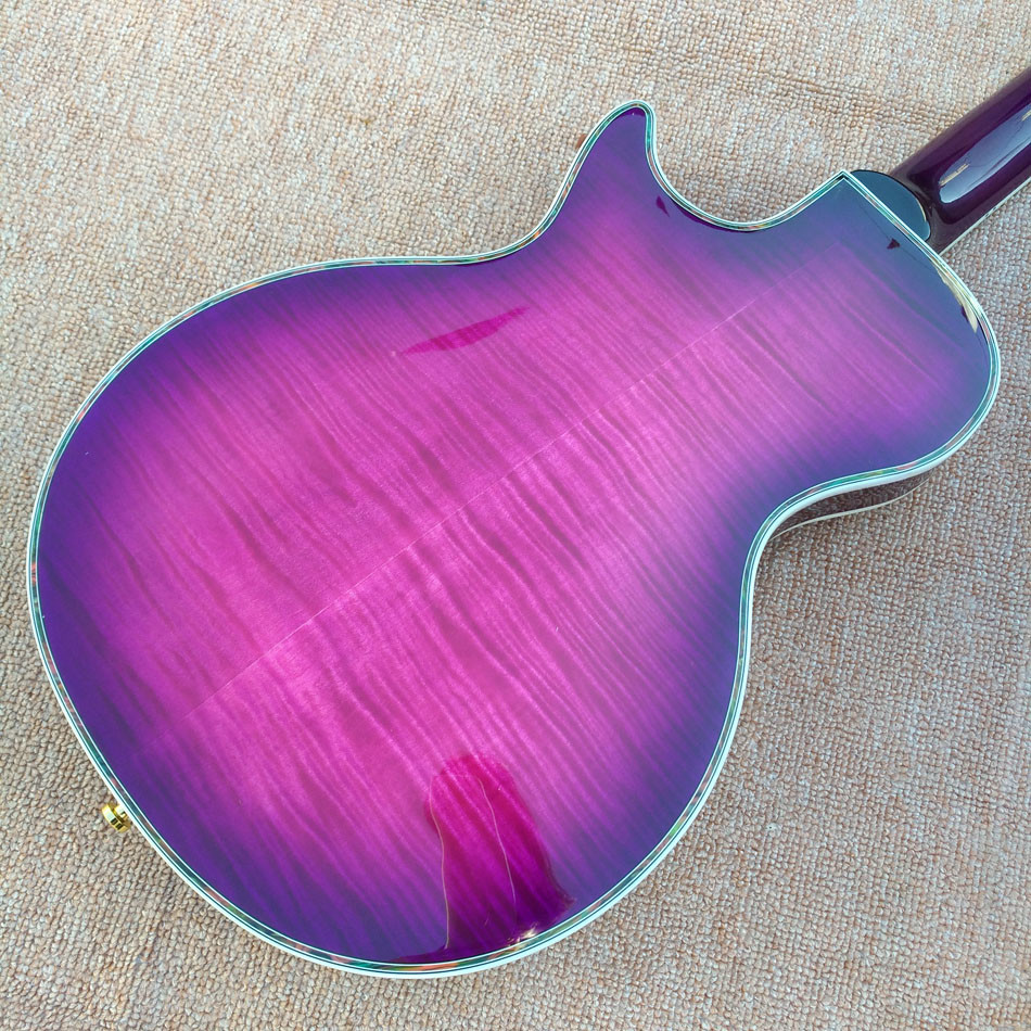 Custom LP Semi Hollow body Electric Guitar with F holes, Abalone Flower inlaid fingerboard guitar, free shipping
