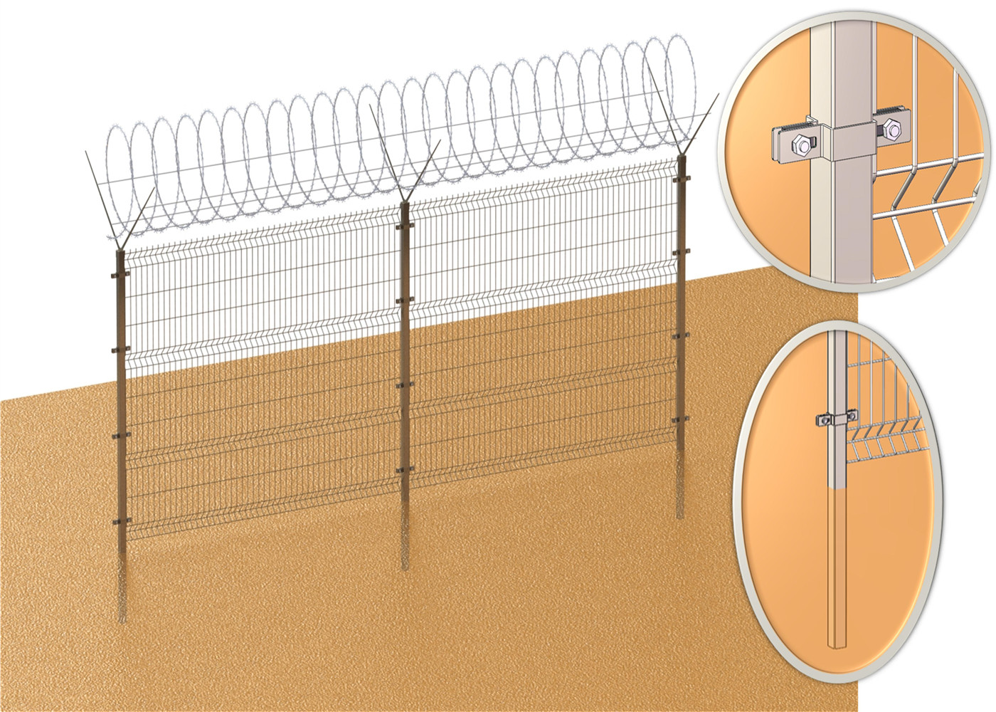3D WIRE MESH FENCE PANELS, SOFT PVC COATED RAL 6005 MADE IN CHINA