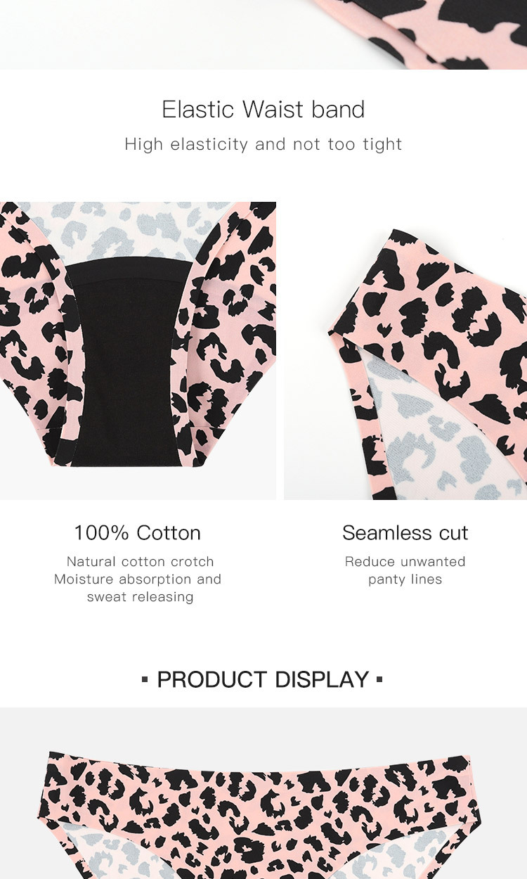 Breathable Sexy Period Underwear Seamless Leopard Ice Silk Underwear Women'S