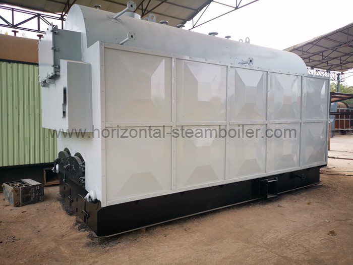 Horizontal Peanut Shell Briquetting Boiler / Sawdust Fired Steam Boiler