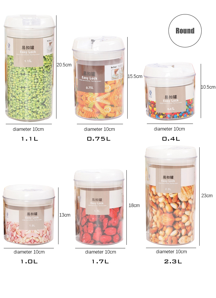 Amazon Hot seller Kitchen Storage Containers BPA Free Keep Food Fresh Plastic Food Spice Jars Canister Sets With Airtigh