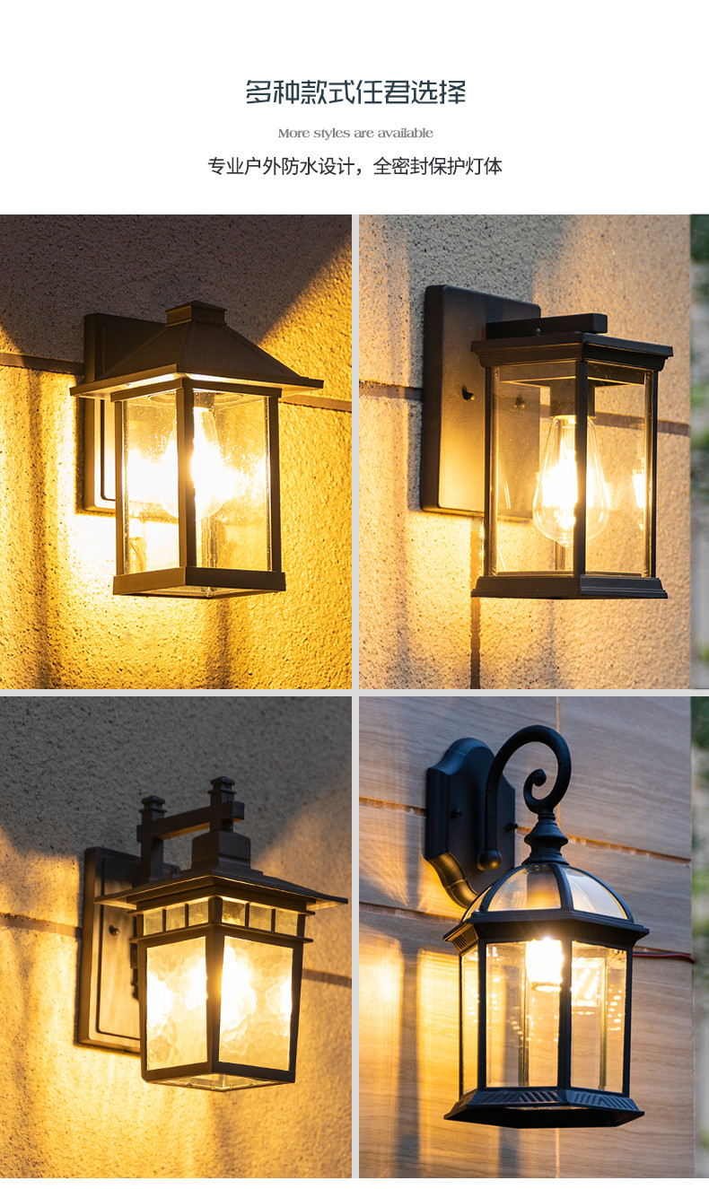 Bright Outdoor Waterproof LED Wall Lights Exterior E27 Bulb 1 17x17x35cm