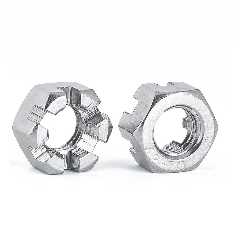 Plain Finish Fine Tooth Blossom Nut Din935 Extra Large Outer Hexagonal Slotted Nuts