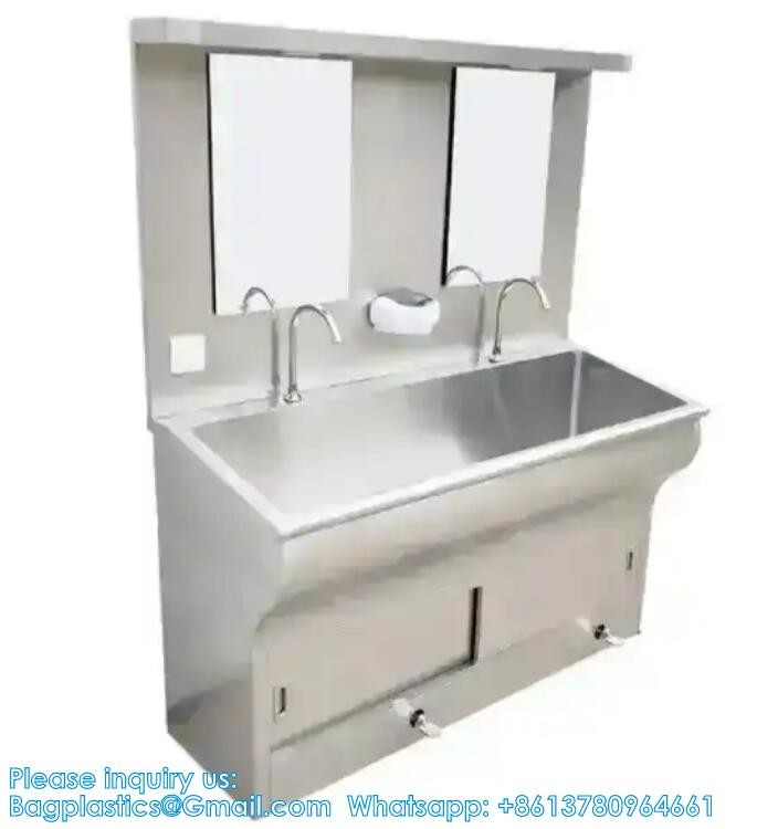 Hand Washing Sink Wash Basin With Automatic Sensor And Mirror Customized Scrub Sink Induction Pedal Operated