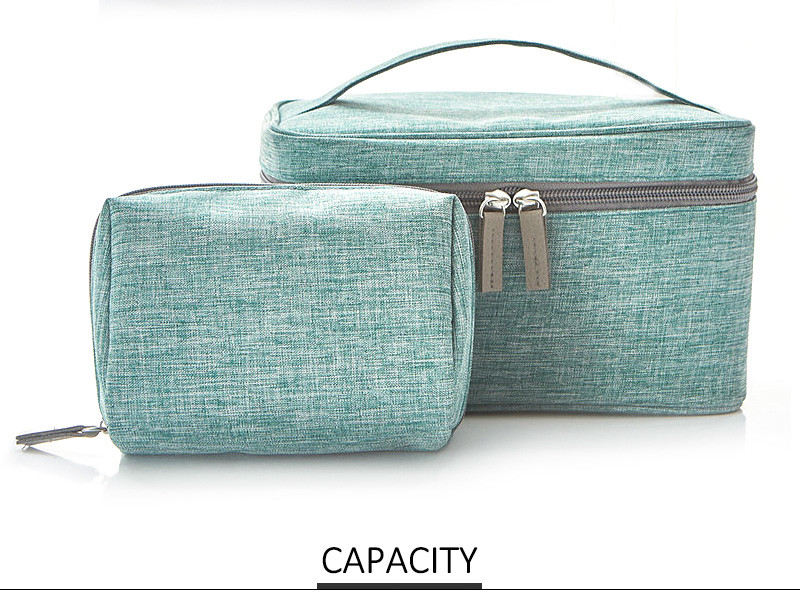 Zipper Travel Cylinder Bucket Polyester Cosmetic Bag