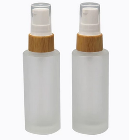 Bamboo Glass Frosted Mist Spray Bottles & Jars for Facial Serum Lotion 5g~250g