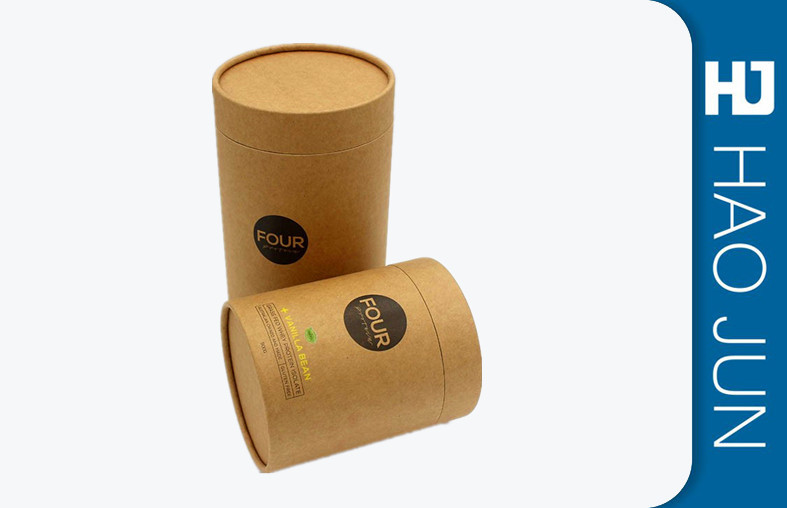 Matt Black Cylinder Cardboard Box Golden Hot Stamping For Perfume Packaging