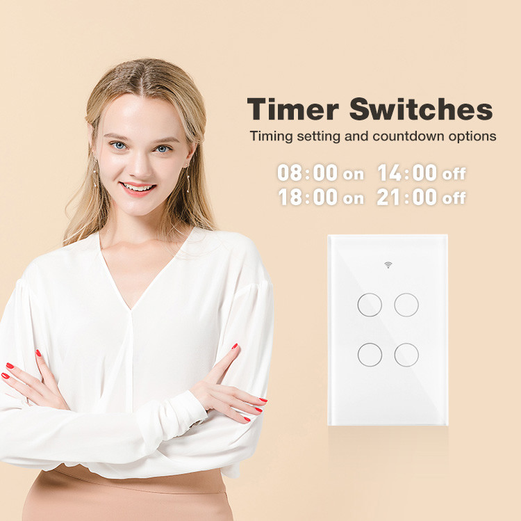 1/2/3/4/6/8 Gang Light Smart Wifi Wall Switch RF433 need Neutral Wire Tuya App Control Works with Alexa