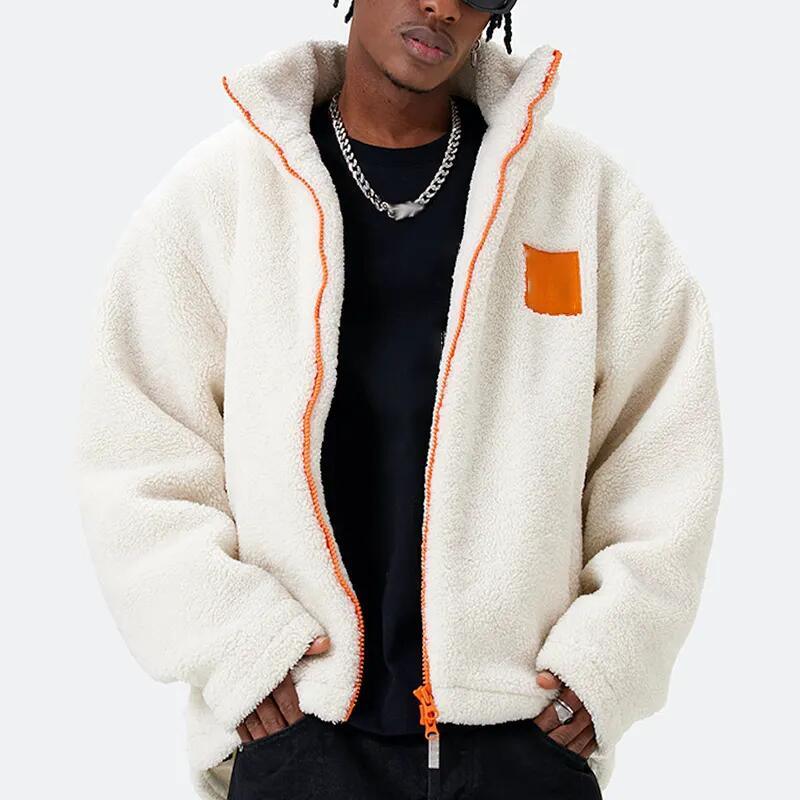 Fashion Custom Color Winter Outdoor Fleece Coat Sherpa Jacket Full Zipper up Sherpa Fleece Jacket for Men
