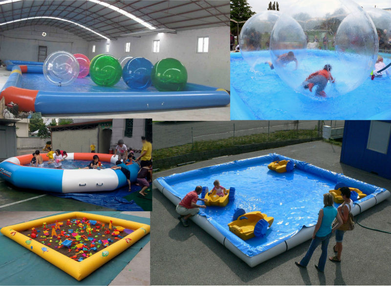 Blue Large Inflatable Kids Swimming Pool With Slide For Inground Pools