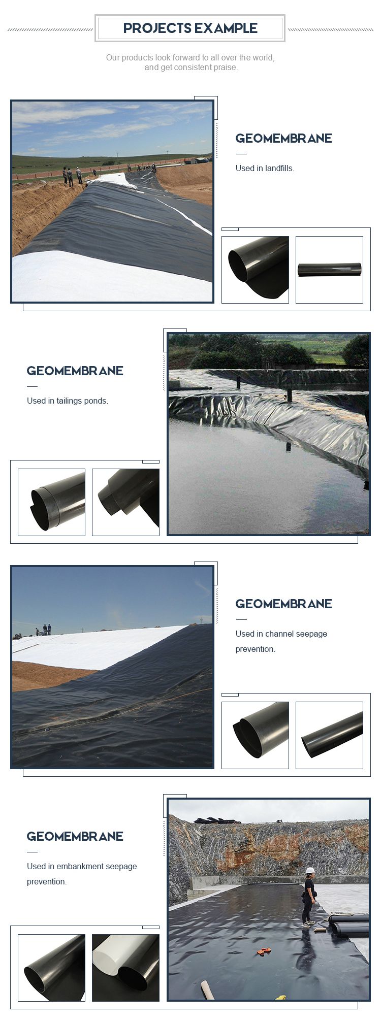 Black HDPE Geomembrane Liner For Landfill Pond Lining And Waterproofing Projects