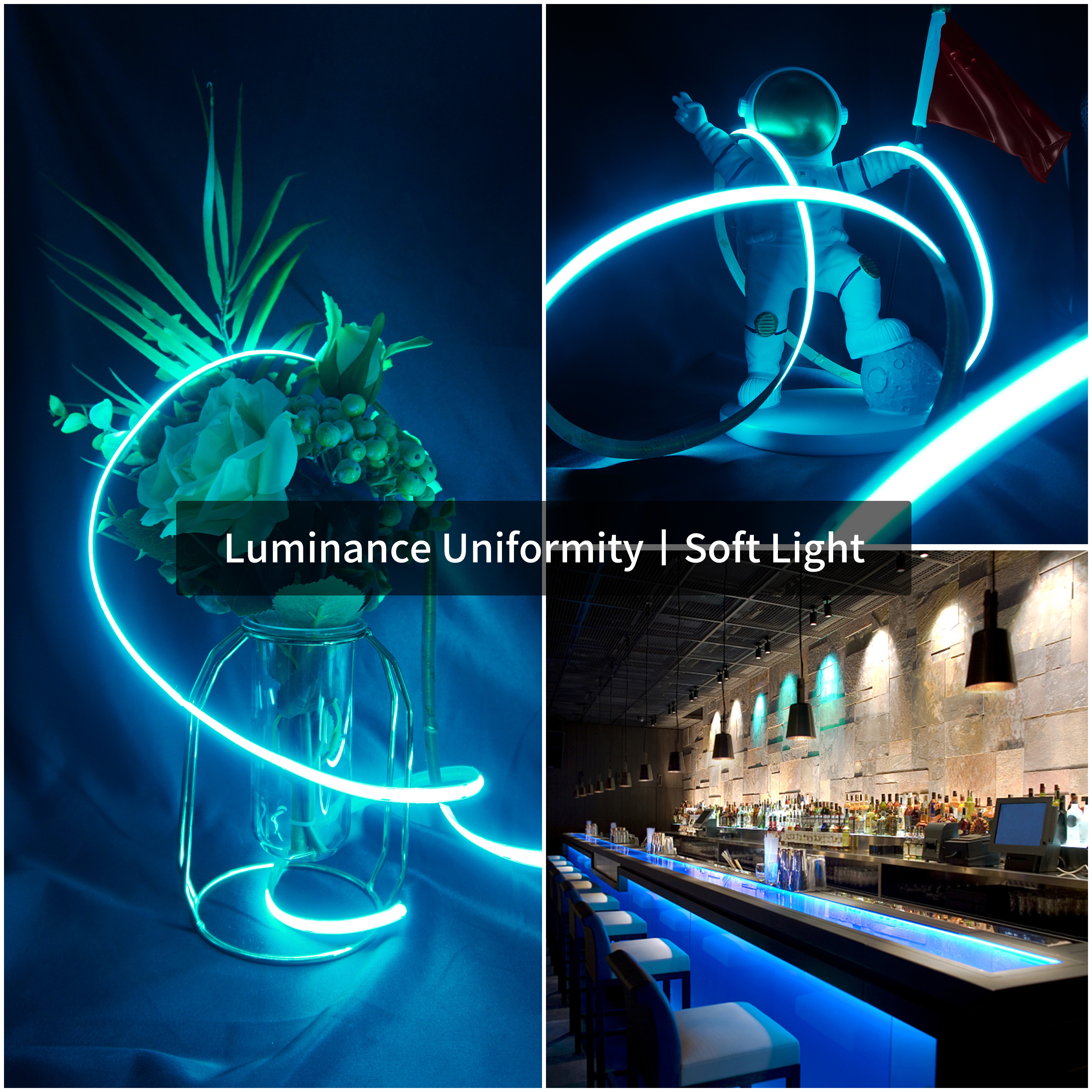 8mm Width Ice Blue COB LED Strip DC24V Dot Free 10W/m Dot Free LED Strip