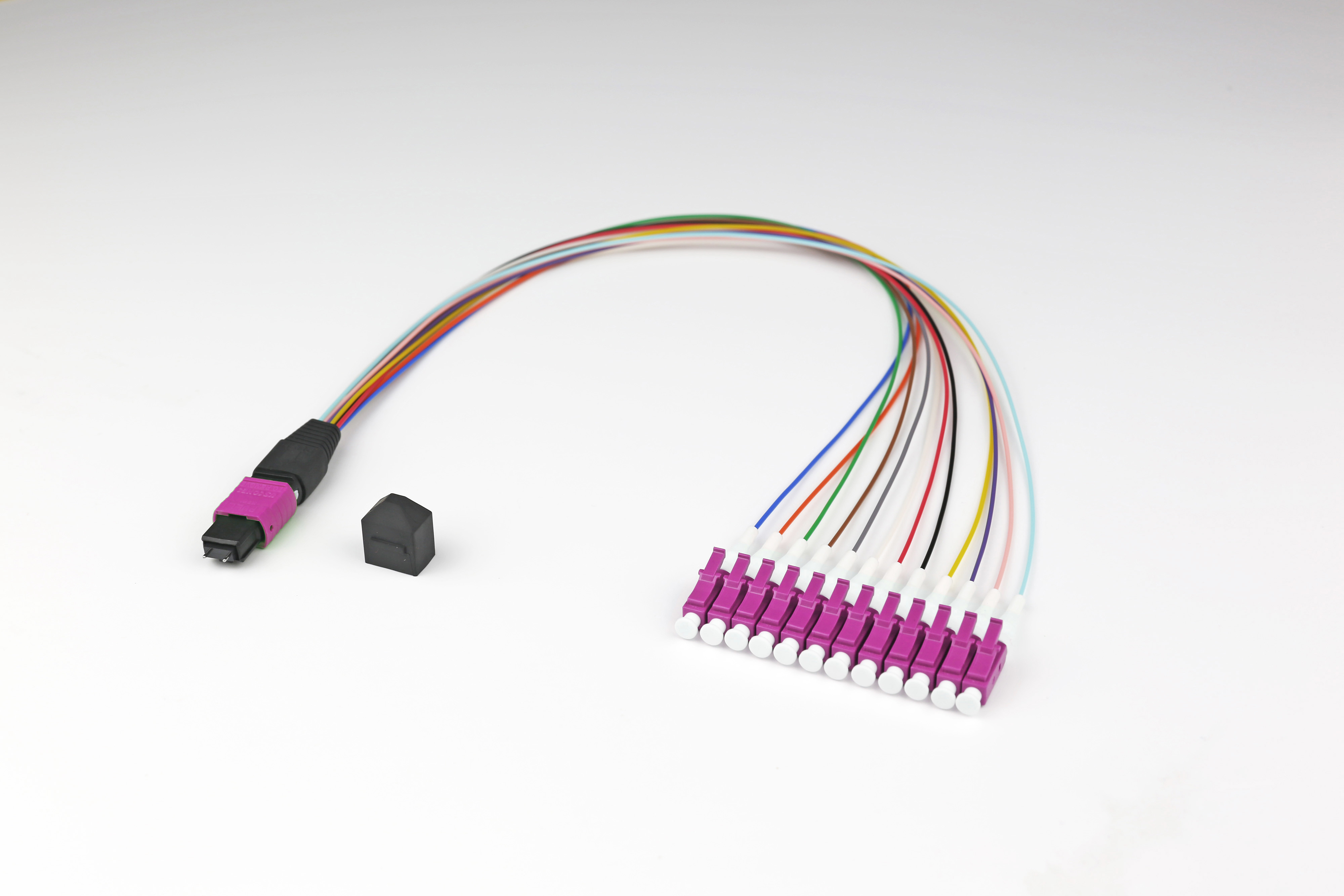 MPO to LC breakout cable,10G OM3 50/125um mpo male to 12 x LC fan-out ribbon mpo fiber optic cable multimode patch cord