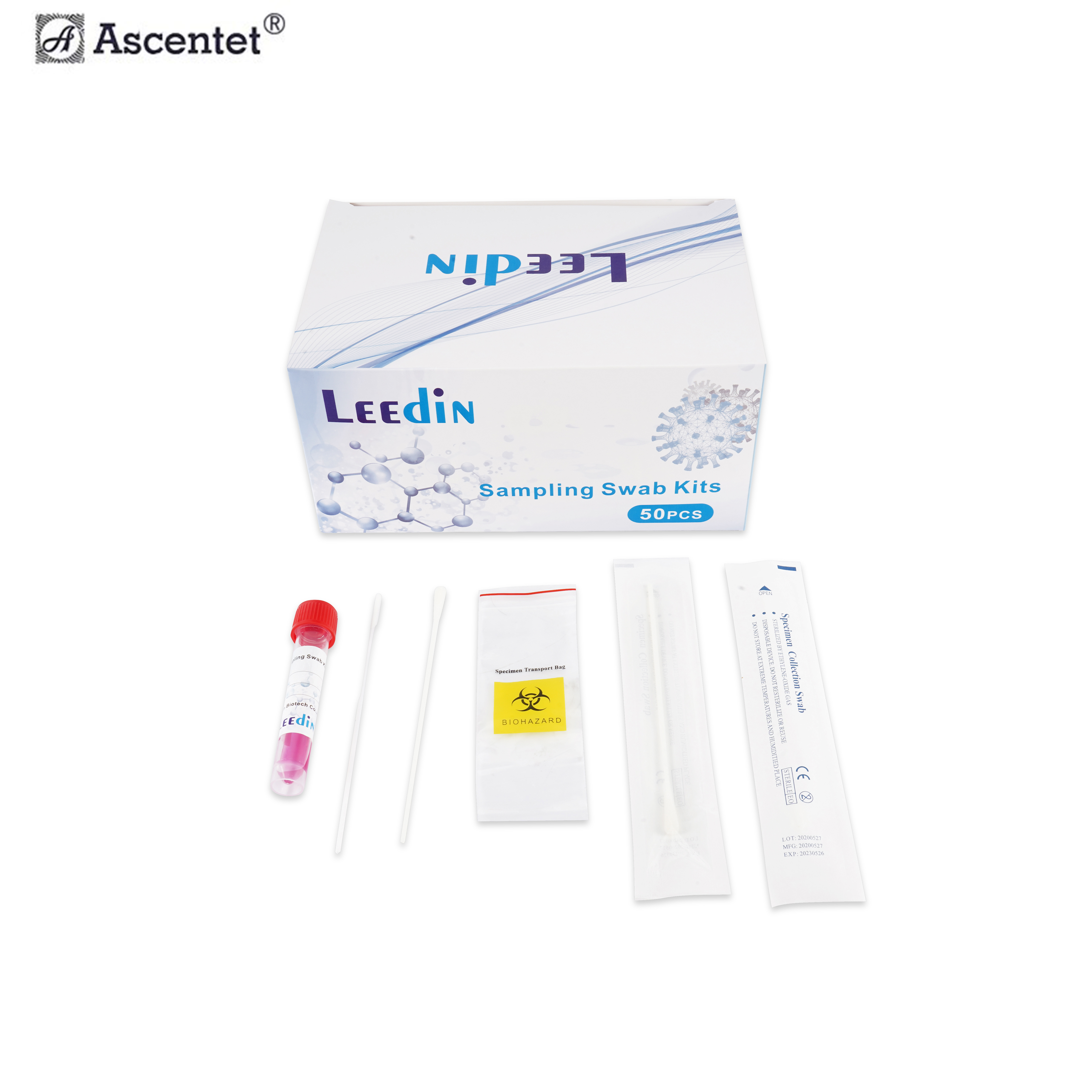 New Nylon / Cotton Material Medical Swab Saliva Sample Collection Kit Tube