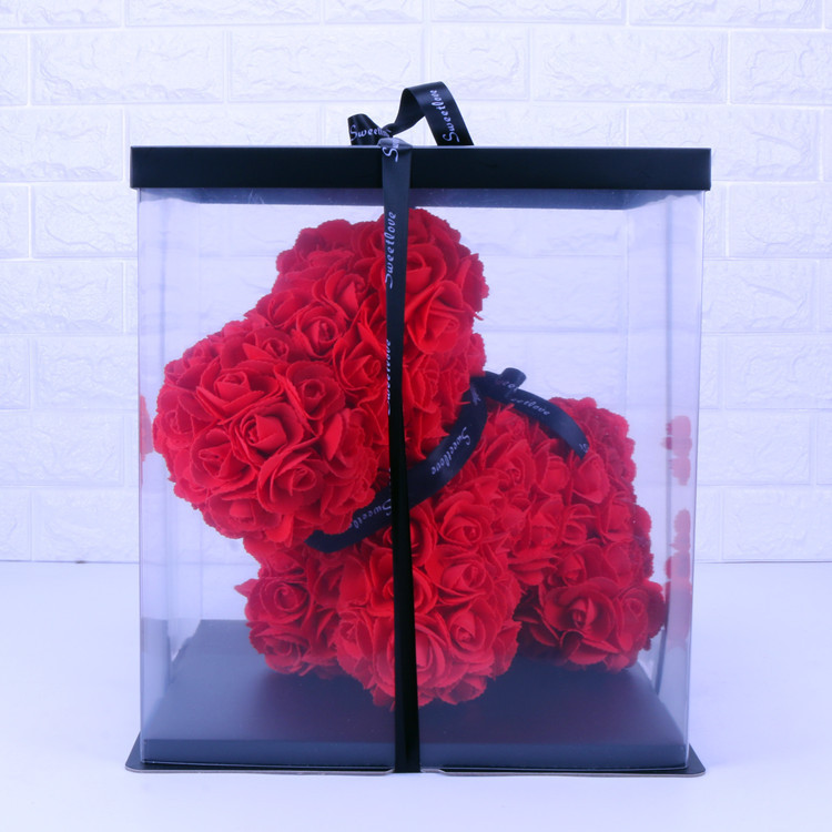 PE Roses Bear with More Colors Bear Roses for Christmas Gift Rose bear China factory Valantines day gift